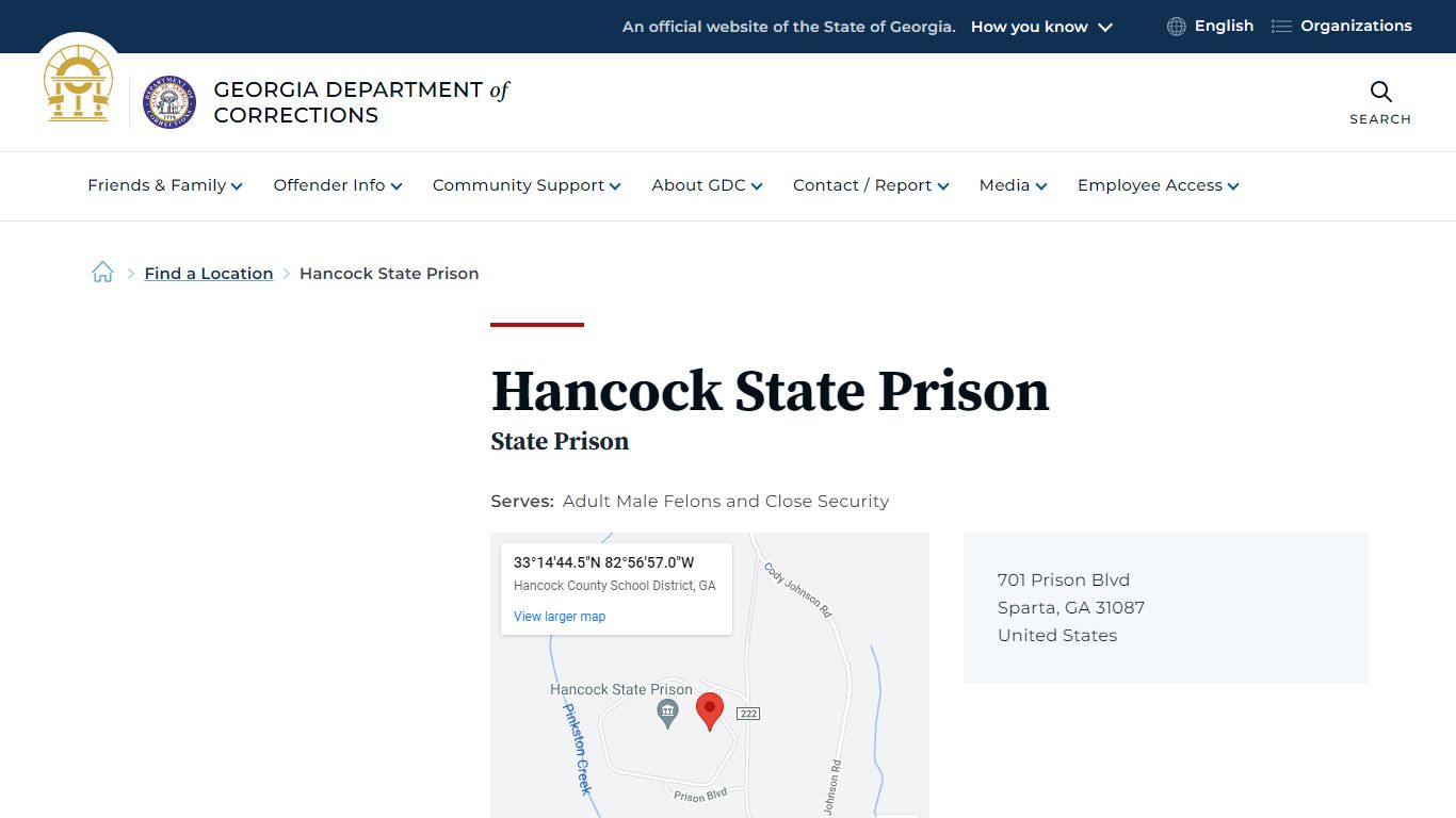 Hancock State Prison | Georgia Department of Corrections
