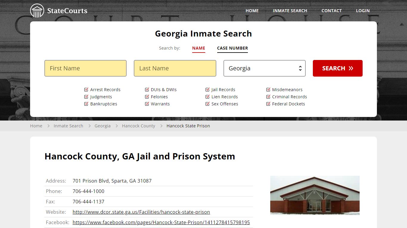 Hancock State Prison Inmate Records Search, Georgia - StateCourts